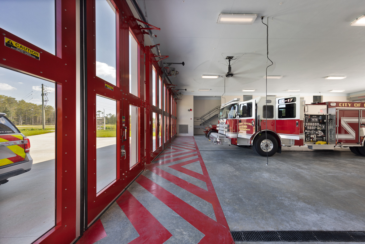 Interior bay view of the Fire and Rescue Station 17 Fort Myers, FL.